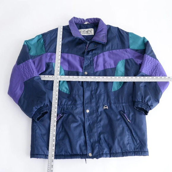 Etirel Vintage Navy and Purple Winter Coat  ~Sz 44 - Picture 4 of 15